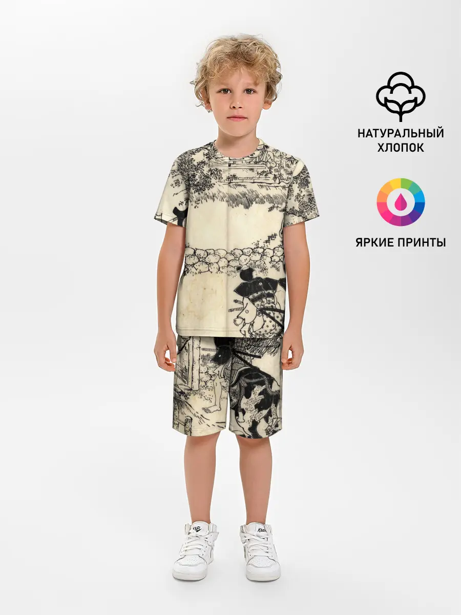 Детская пижама с шортами / Японская гравюра