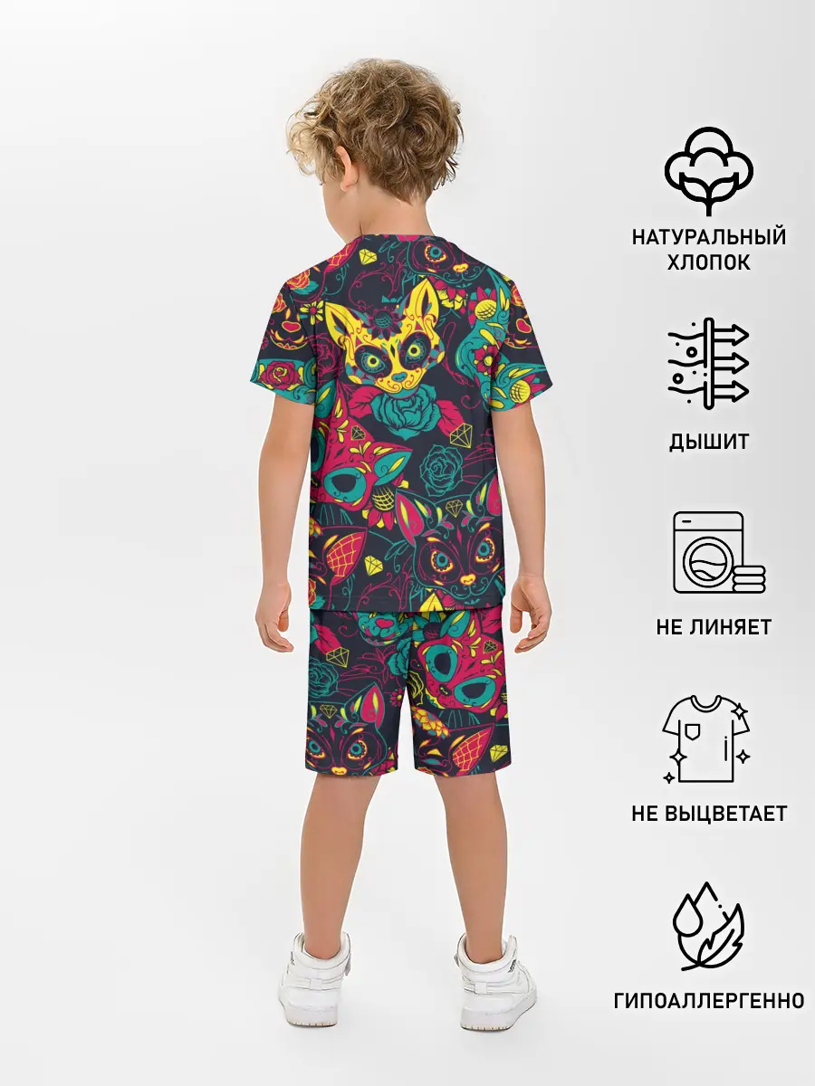 Детская пижама с шортами / Кошачий День Мёртвых