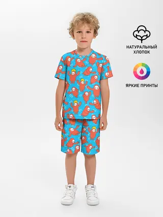 Детская пижама с шортами / Fall guys red
