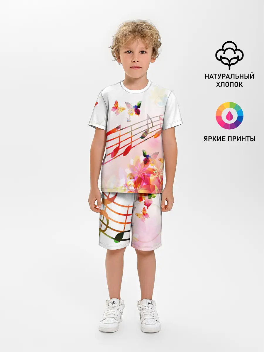 Детская пижама с шортами / Ноты весна