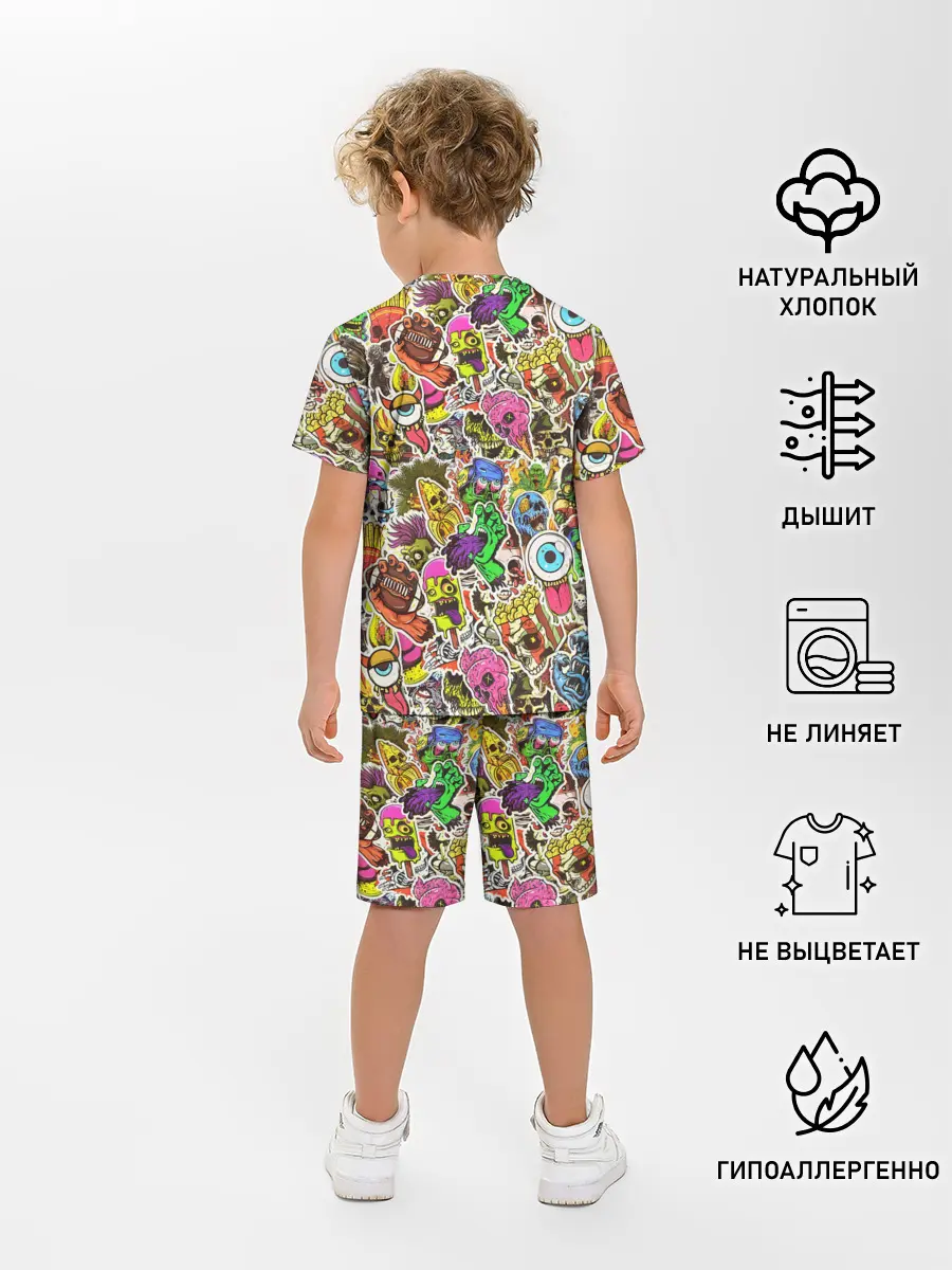 Детская пижама с шортами / Граффити монстров