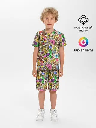 Детская пижама с шортами / Граффити монстров