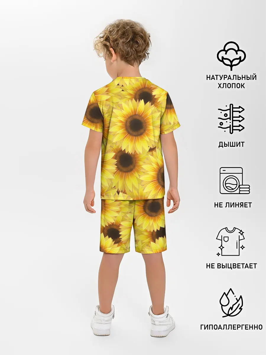 Детская пижама с шортами / Подсолнухи в поле