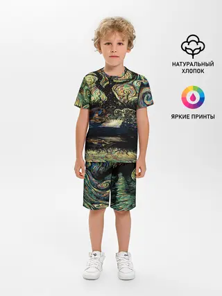 Детская пижама с шортами / НОЧЬ В ЛЕСУ