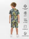 Детская пижама с шортами / Черно оливковый цветочный