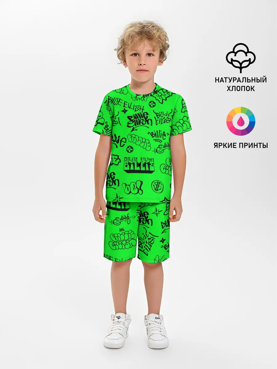 Детская пижама с шортами / Billie Eilish graffiti