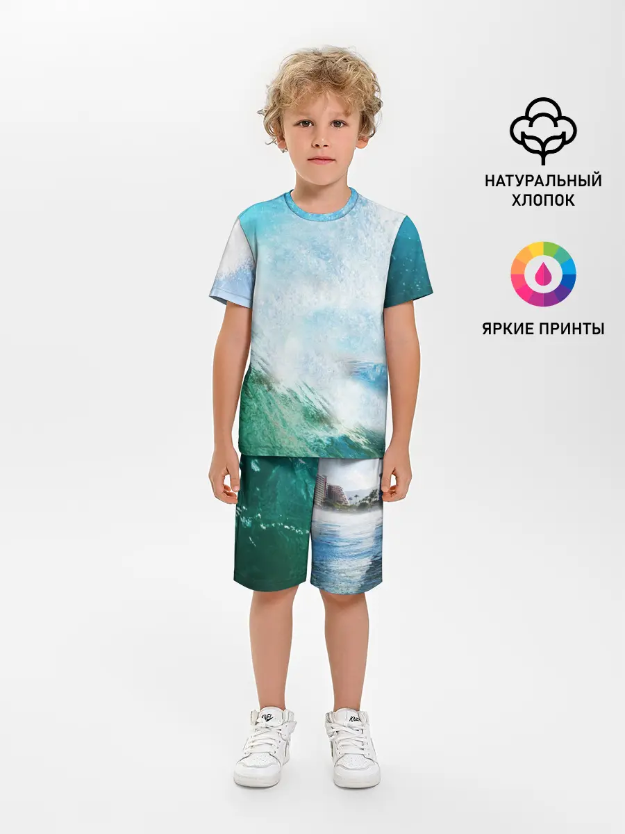 Детская пижама с шортами / Волны | Океан