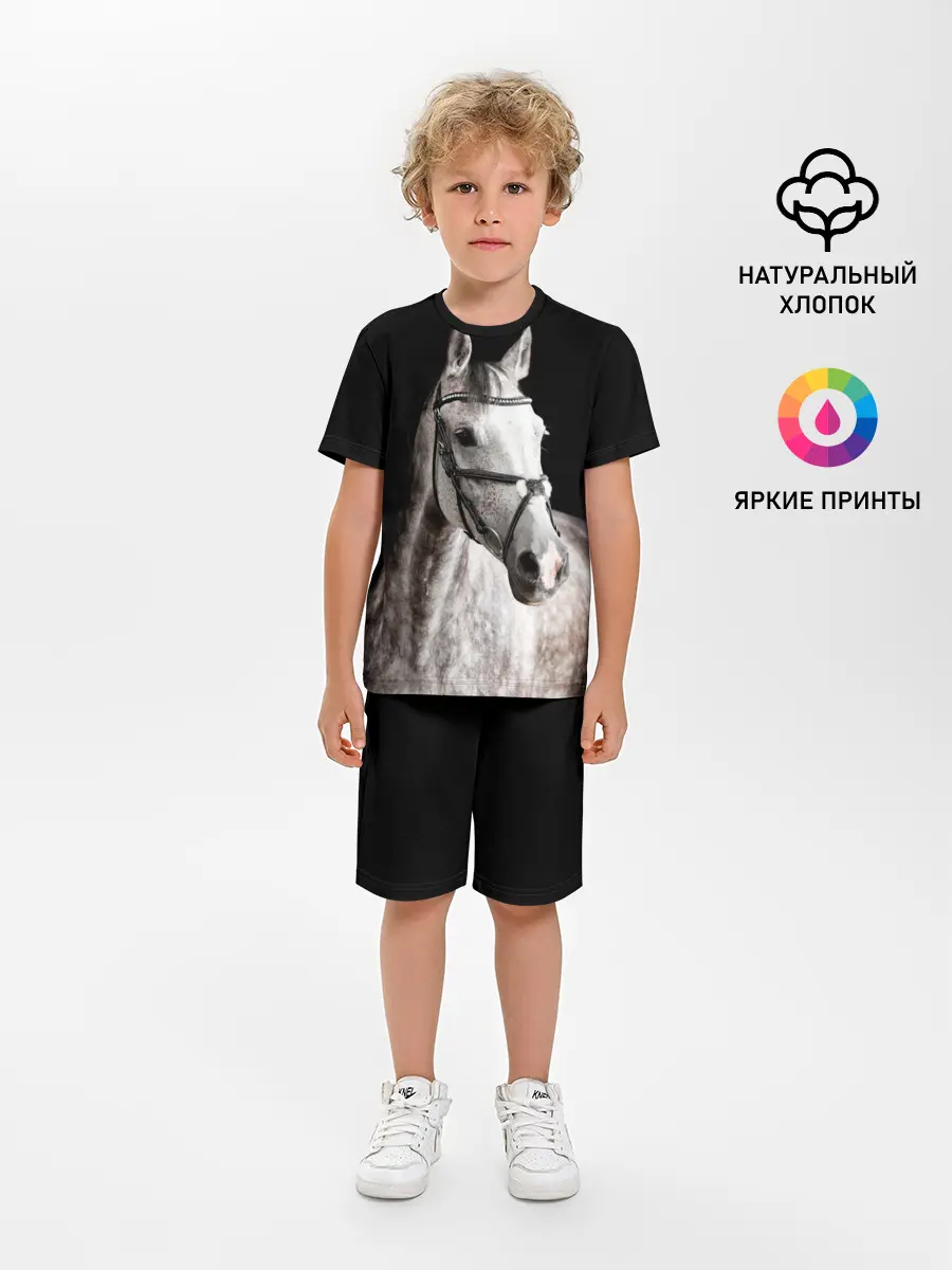 Детская пижама с шортами / Серный в яблоках конь