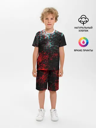 Детская пижама с шортами / БРЫЗГИ КРАСОК GLITCH