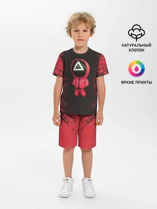 Детская пижама с шортами / ИГРА В КАЛЬМАРА | СОТРУДНИК ТРЕУГОЛЬНИК