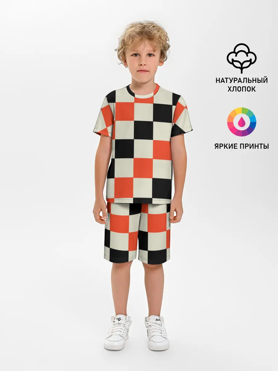 Детская пижама с шортами / Образец шахматной доски