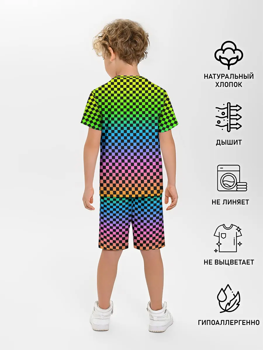 Детская пижама с шортами / РАДУЖНАЯ ШАХМАТКА