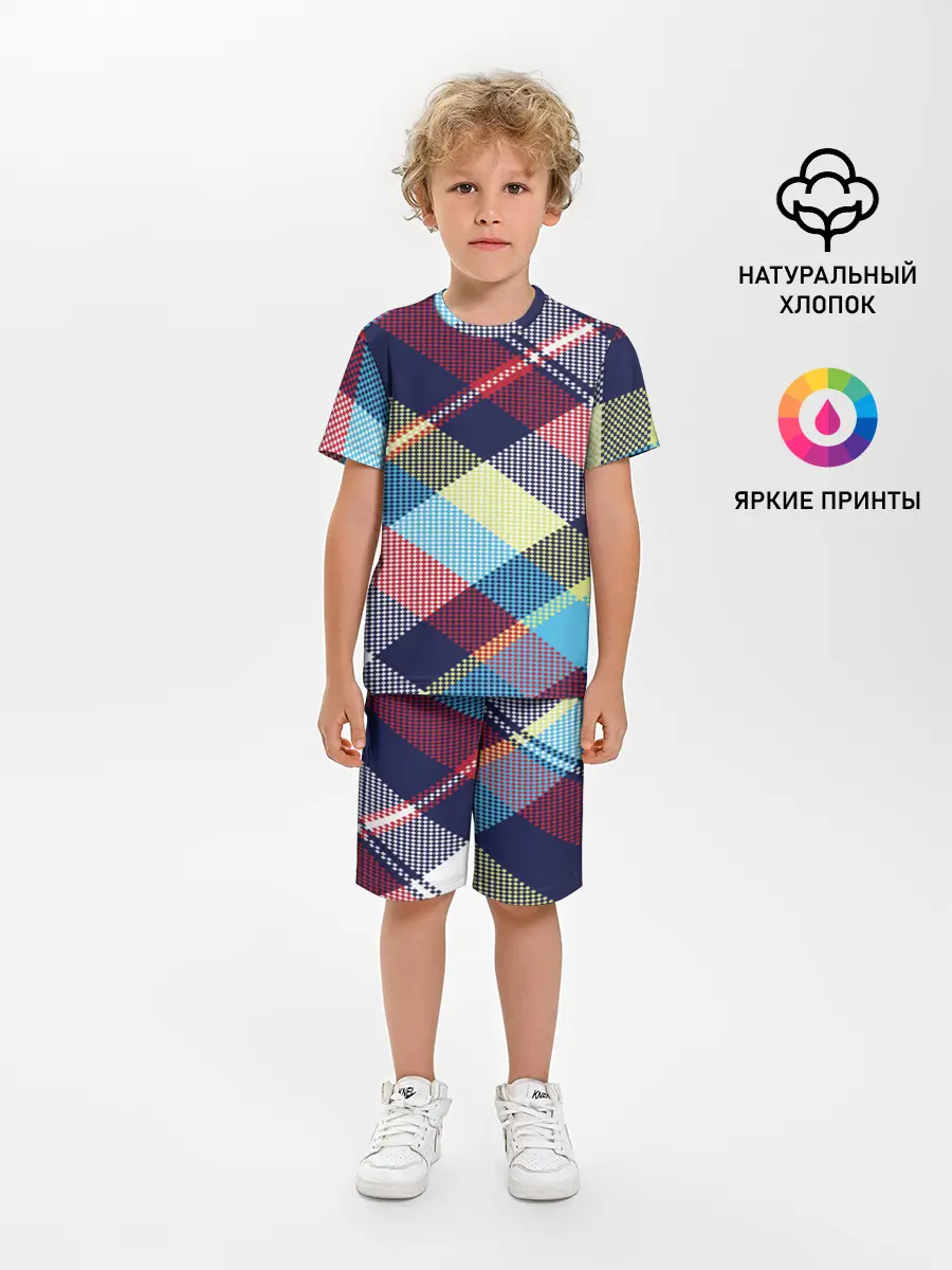 Детская пижама с шортами / Клетка / Текстура в клетку #2