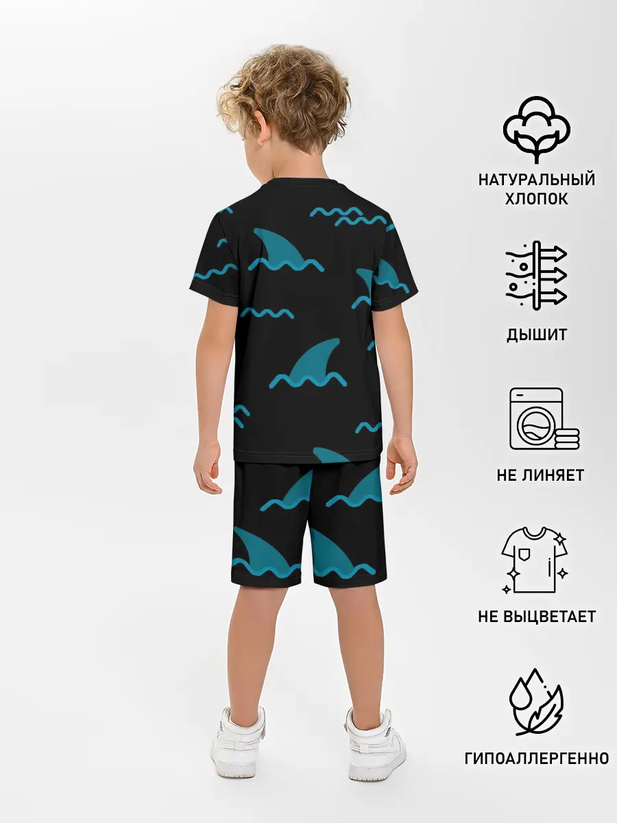 Детская пижама с шортами / Плавники акул