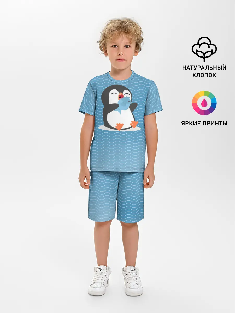 Детская пижама с шортами / Пингвин