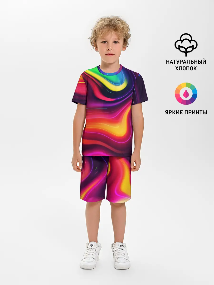 Детская пижама с шортами / Неоновые пятна