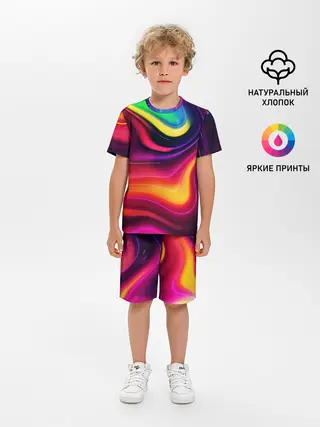 Детская пижама с шортами / Неоновые пятна