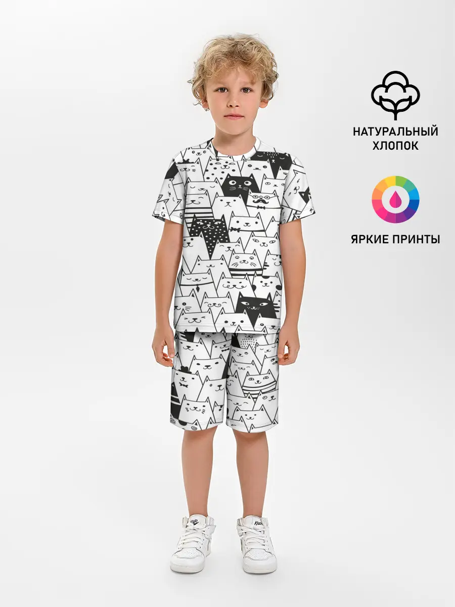 Детская пижама с шортами / КОТЫ WHITE