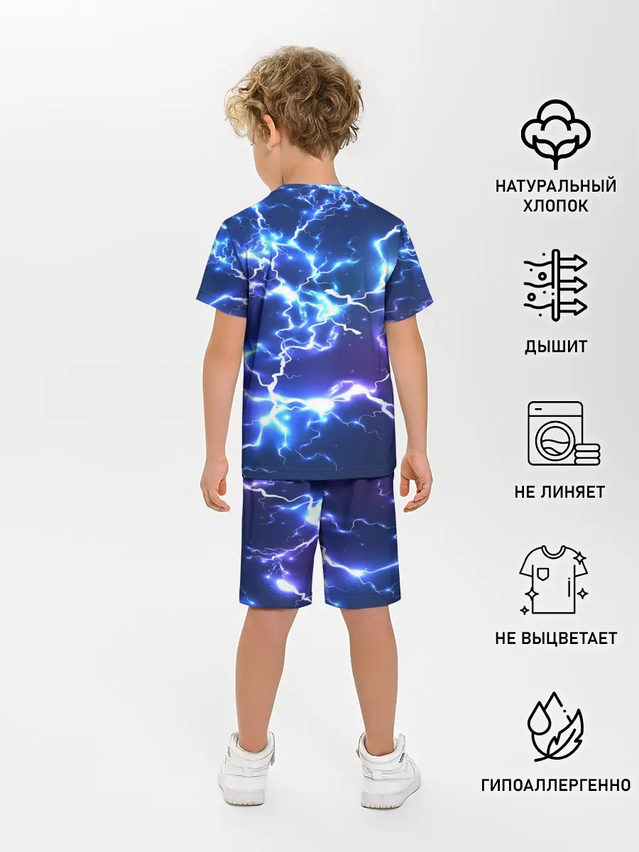 Детская пижама с шортами / СВЕТЯЩИЕСЯ МОЛНИИ | NEON FLASH