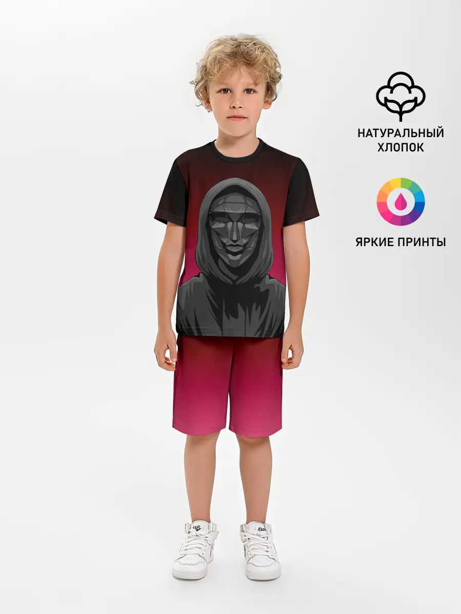 Детская пижама с шортами / Распорядитель игры на черно розовом фоне