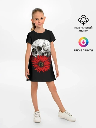 Детское платье / Череп и Красный Цветок | Skull