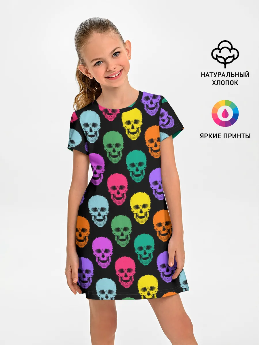 Детское платье / Разноцветные черепа . Готика
