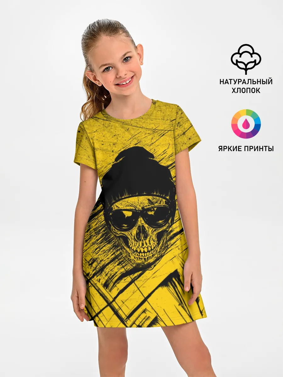 Детское платье / Череп Хипстер Гранж Брызги