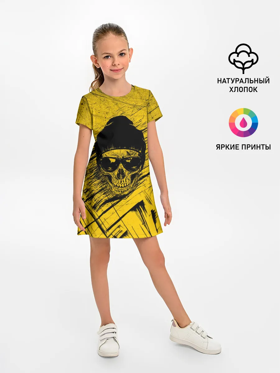 Детское платье / Череп Хипстер Гранж Брызги