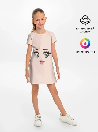 Детское платье / милое аниме лицо