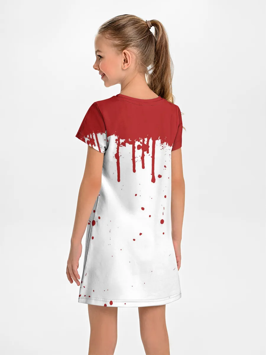 Детское платье / ИГРА В КАЛЬМАРА ПЕРСОНАЖ 457 КРОВЬ