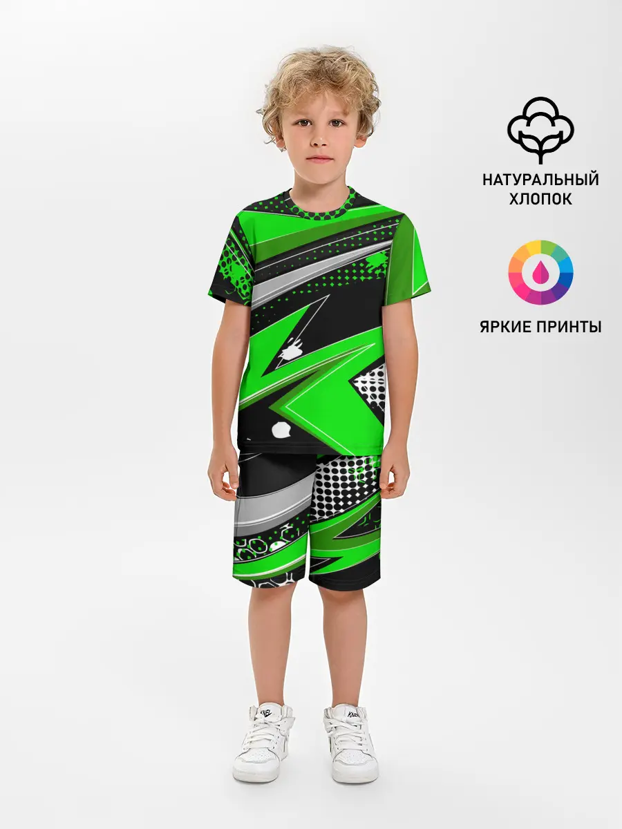 Детская пижама с шортами / Зеленая краска