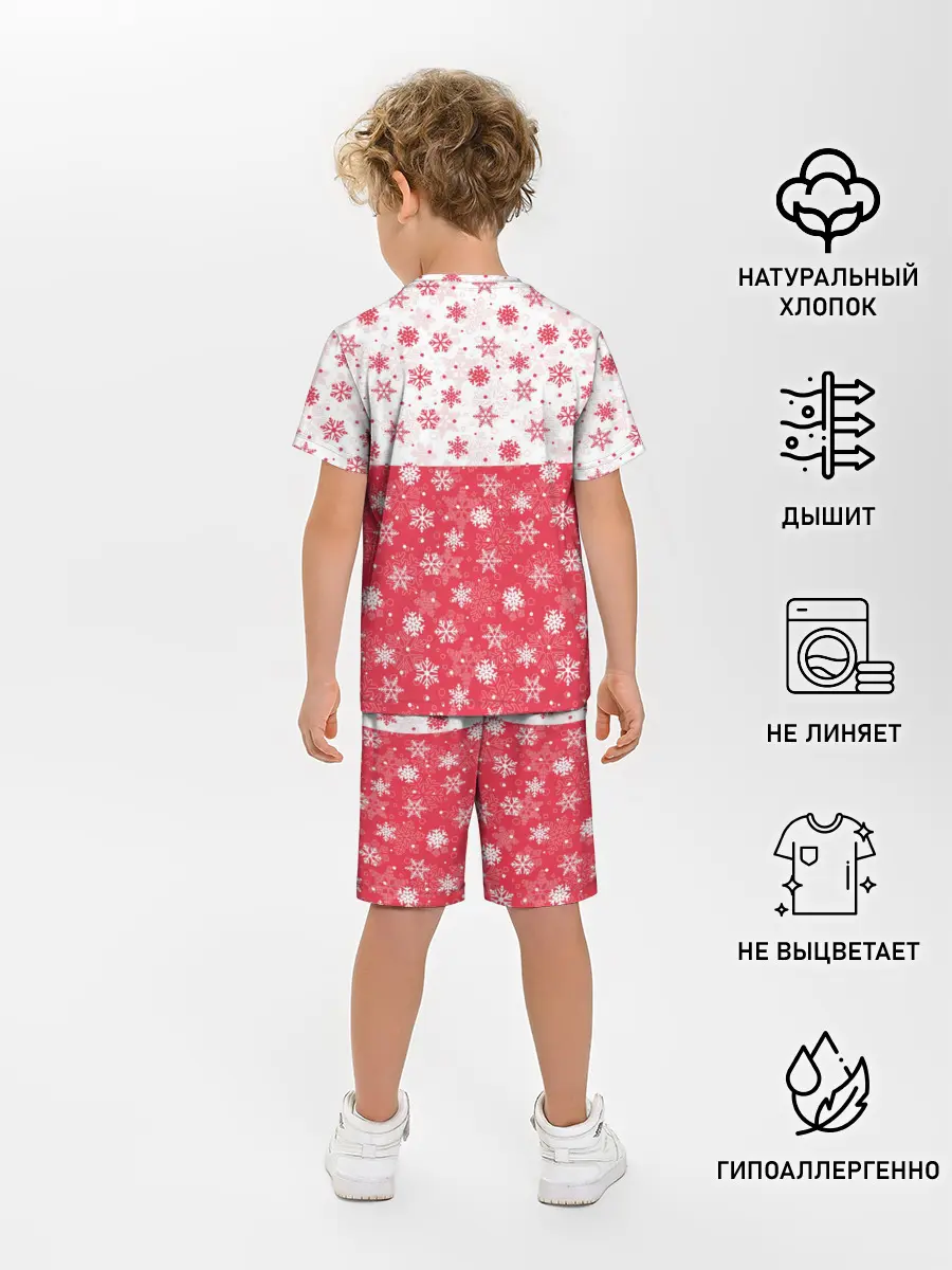 Детская пижама с шортами / Снежинки