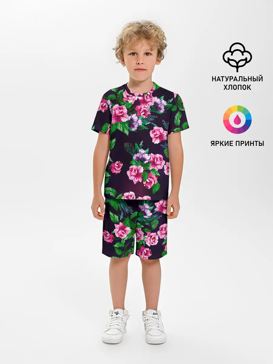 Детская пижама с шортами / Розы