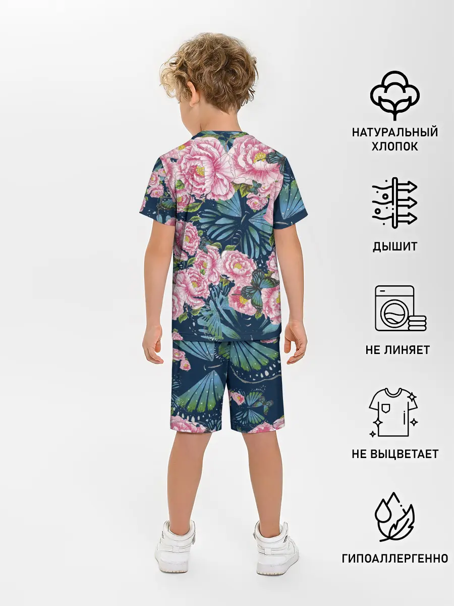 Детская пижама с шортами / Пионы