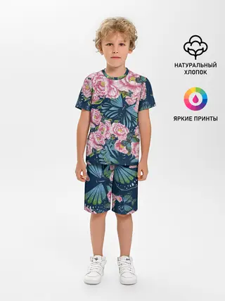 Детская пижама с шортами / Пионы