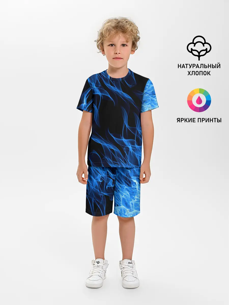 Детская пижама с шортами / BLUE FIRE FLAME