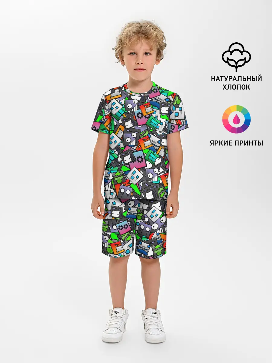 Детская пижама с шортами / Geometry Dash | Pattern
