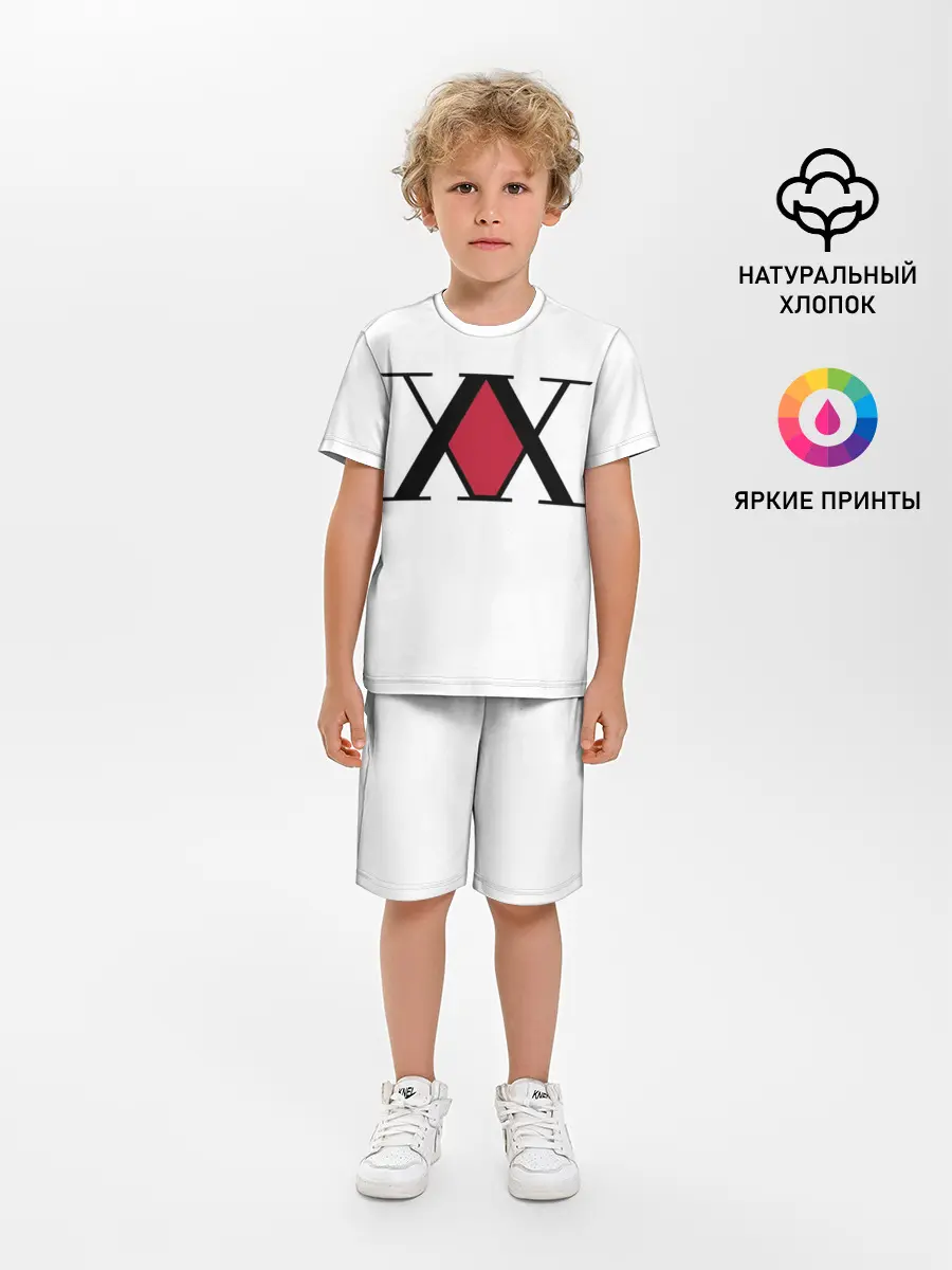 Детская пижама с шортами / XX посередине красное на белом