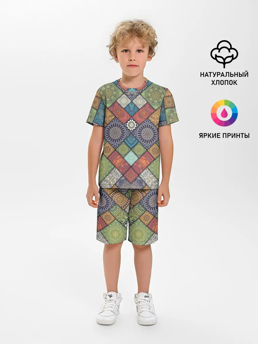 Детская пижама с шортами / ЛОСКУТНАЯ ВЫШИВКА