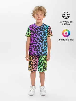 Детская пижама с шортами / Неоновый градиент