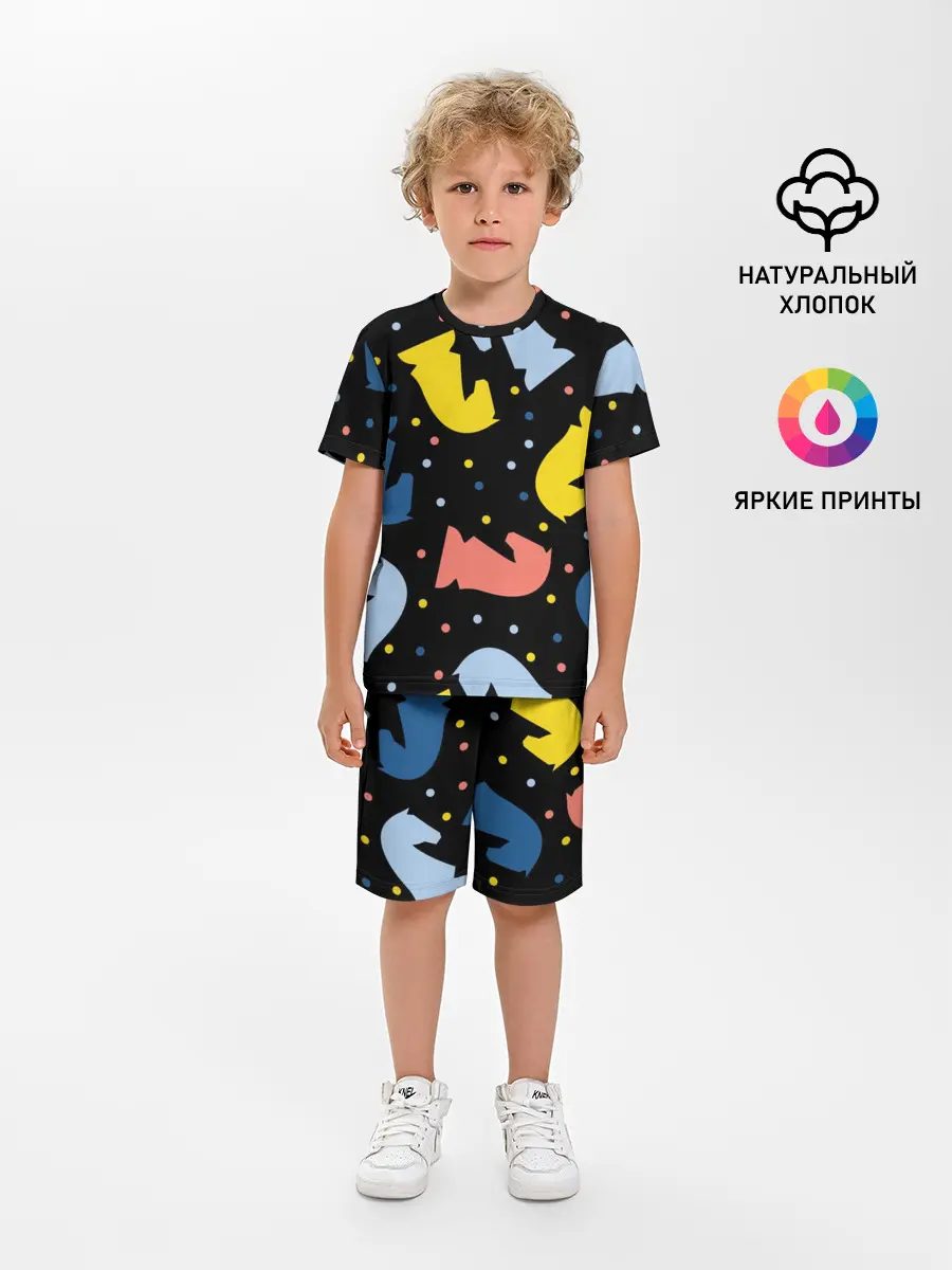 Детская пижама с шортами / Шахматные фигуры цветные