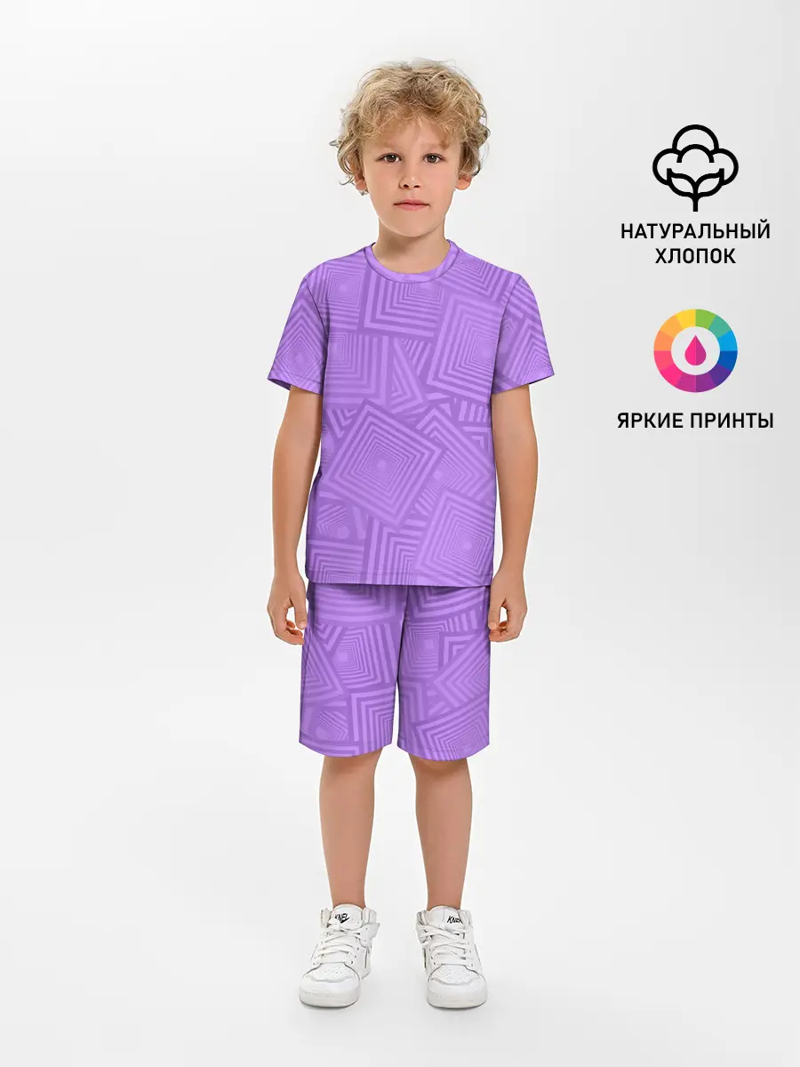 Детская пижама с шортами / Квадраты в квадратах