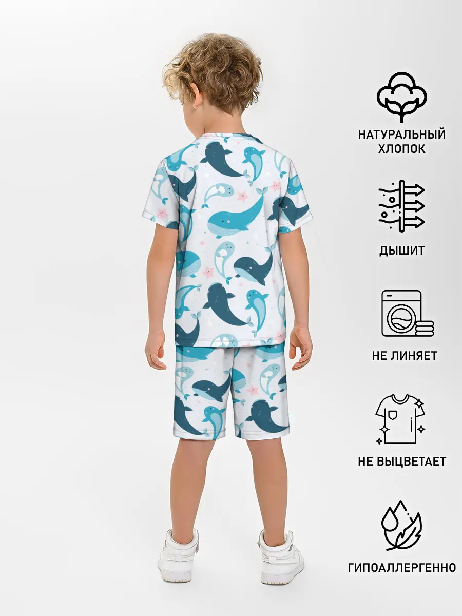 Детская пижама с шортами / Киты и тюлени