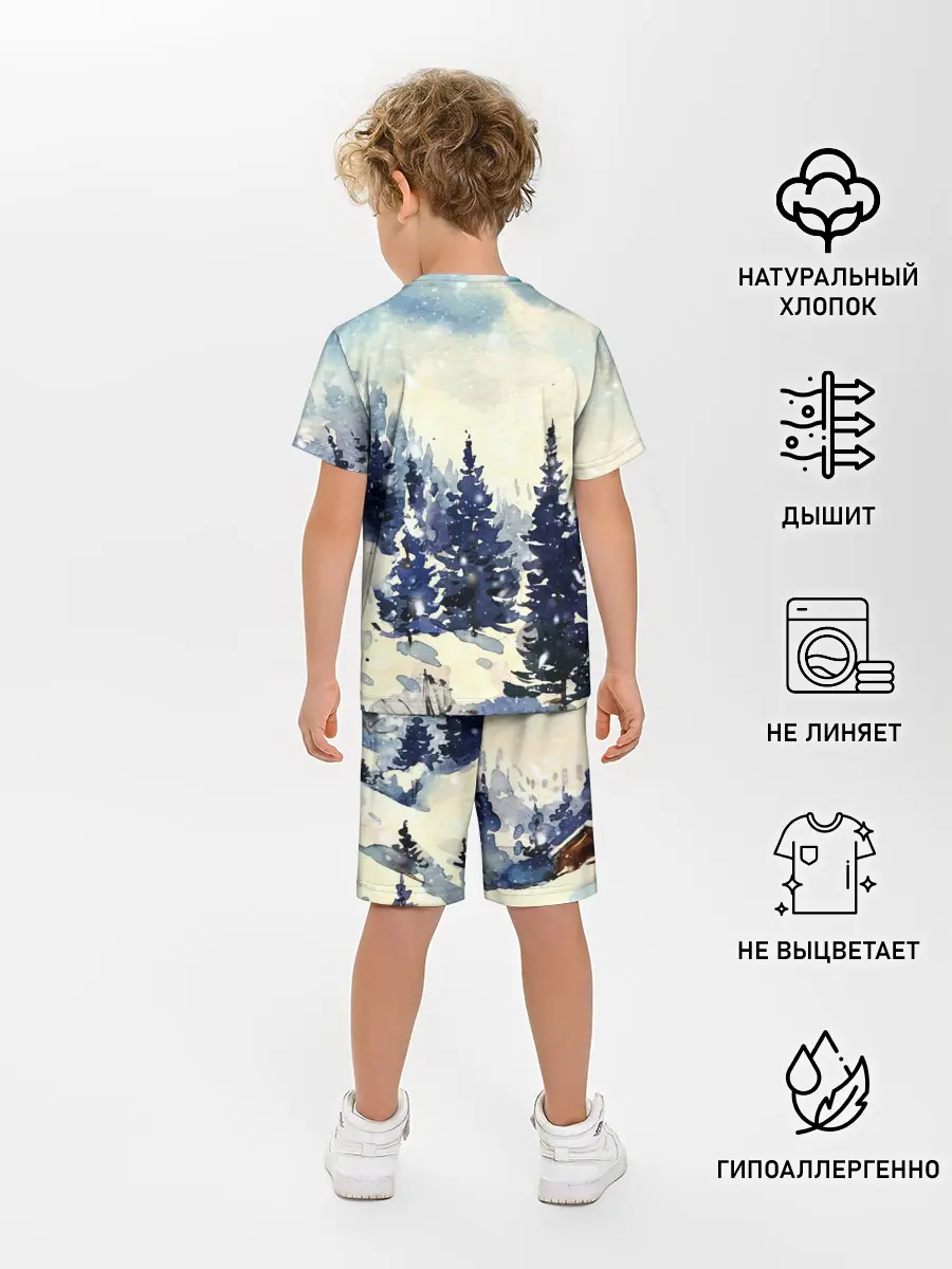 Детская пижама с шортами / Зимний Майнкрафт