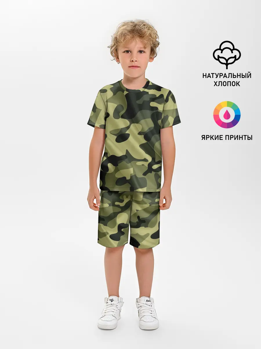 Детская пижама с шортами / Милитари
