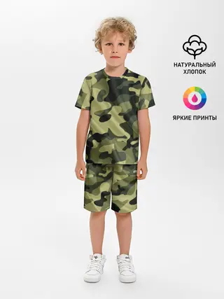 Детская пижама с шортами / Милитари
