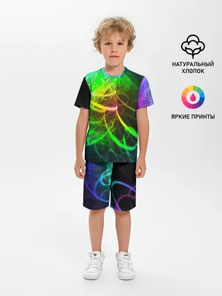 Детская пижама с шортами / ЗЕЛЕНЫЙ НЕОН