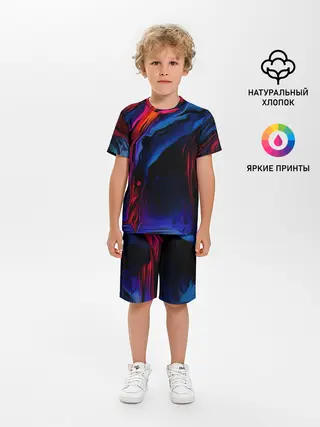 Детская пижама с шортами / Красочный абстракт