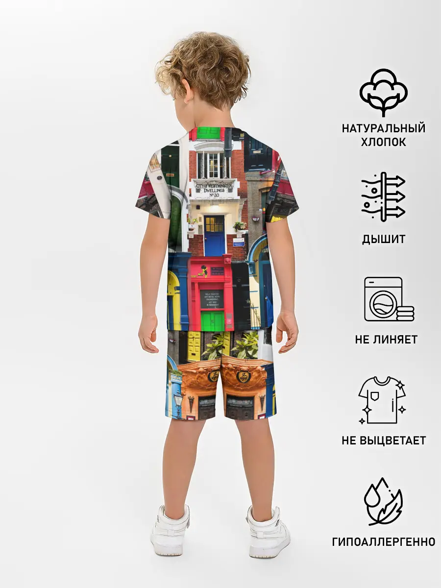 Детская пижама с шортами / London doors цифровой коллаж