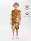 Детская пижама с шортами / Детский оранжево-болотный